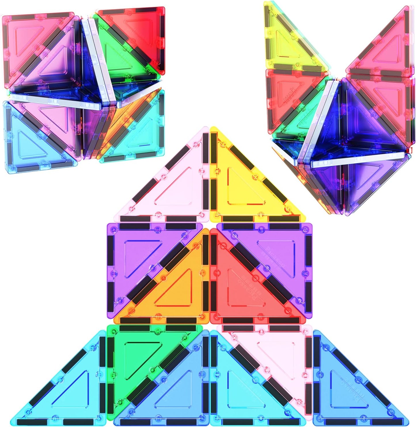 PicassoTiles 4pcs Magnetic Building Block Large Square Shape Magnet Tiles Construction Toy STEM Learning Kit Educational Playset Playboard Pretend Play Stacking Blocks Child Brain Development PTE09