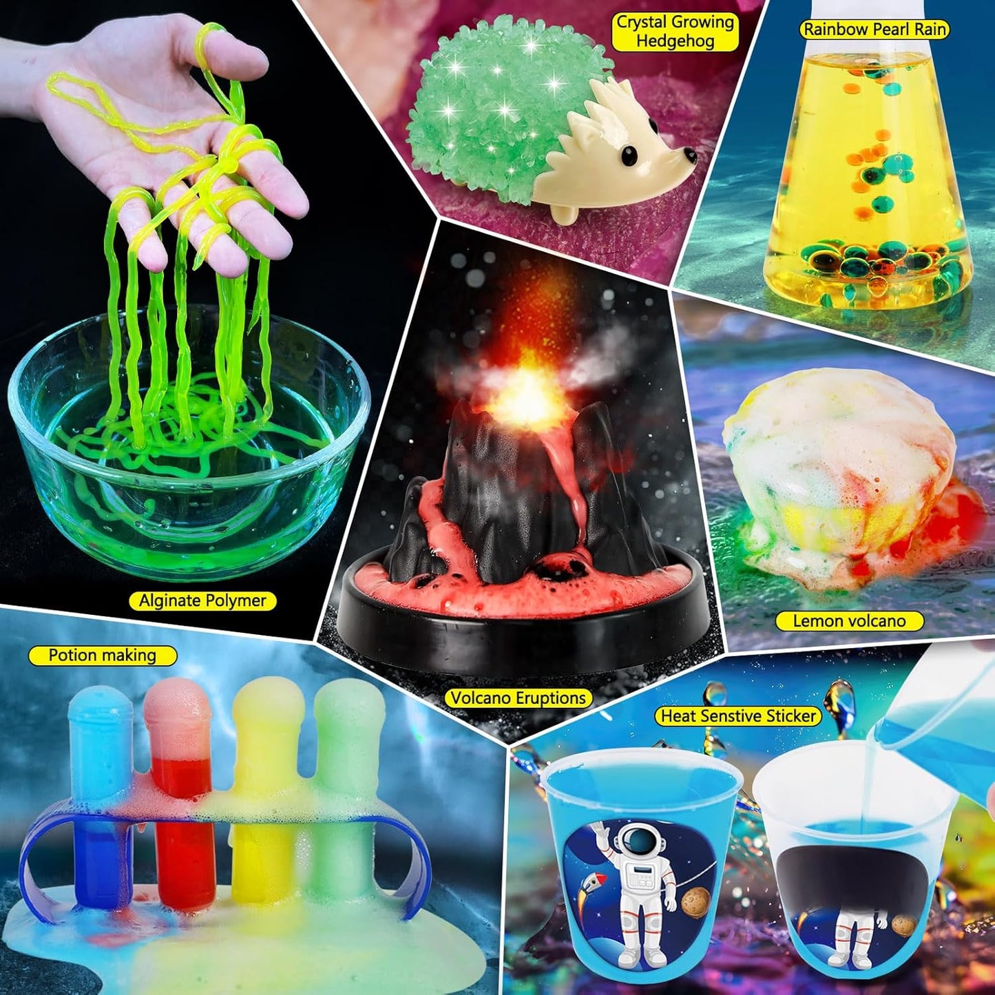 PATIFEED 250 Experiments Kits for Kids, Science S.T.E.M Projects Scientific Toys for Boys Girls Gifts Ideas Birthday Christmas, Erupting Volcano, Planet, Bouncy Ball,Chemistry Scientist Set
