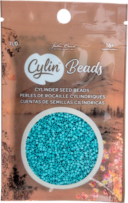 John Bead 25g Cylin Beads Opaque Turquoise Green 11/0 Glass Cylindrical Seed Beads for Jewelry Bracelets Necklaces Earrings Making Embroidery