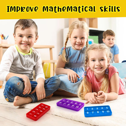 6 PCS Ten Frame Fidget Toys for Kids, Silicone Push Bubble Sensory Toy for Counting Math, Educational Focus Tools for Toddlers 3-5 Years Old