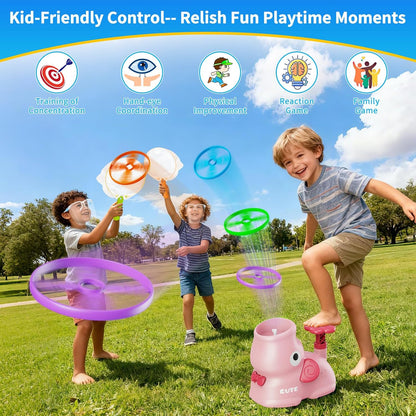 CPSYUB Outdoor Stomp Flying Disc Launcher Toys for Kids Ages 3 4 5 6 7 8 9 10, Elephant Butterfly Catching Game, Outside Yard Activities Chasing Toy, Outdoor Birthday for 3-8 Year Old Boys Girls