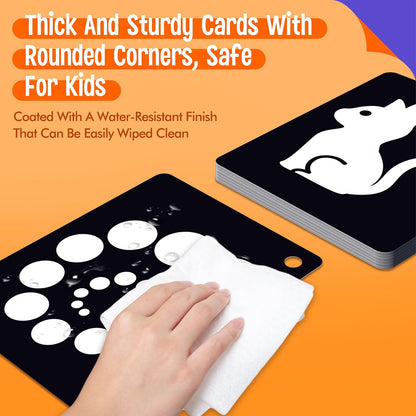 50 PCS Kid First Cognitive Flashcards,Double Sided Printed 7 in 1 Colorful Cards Alphabet,Numbers, Foods,Animals,Shapes,Colors with 3 Reclosable Rings,Learning Tool for Pre-K Kindergarten Toddlers