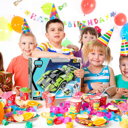 GAMZOO RC Toy Best Birthday Gifts for Age 6 7 8 9 10 11 12 Years Old Kids Boys Girls 2 in 1 Remote Control Racing Car Building Blocks 351 Pcs DIY Building Kits Engineering Construction Toy