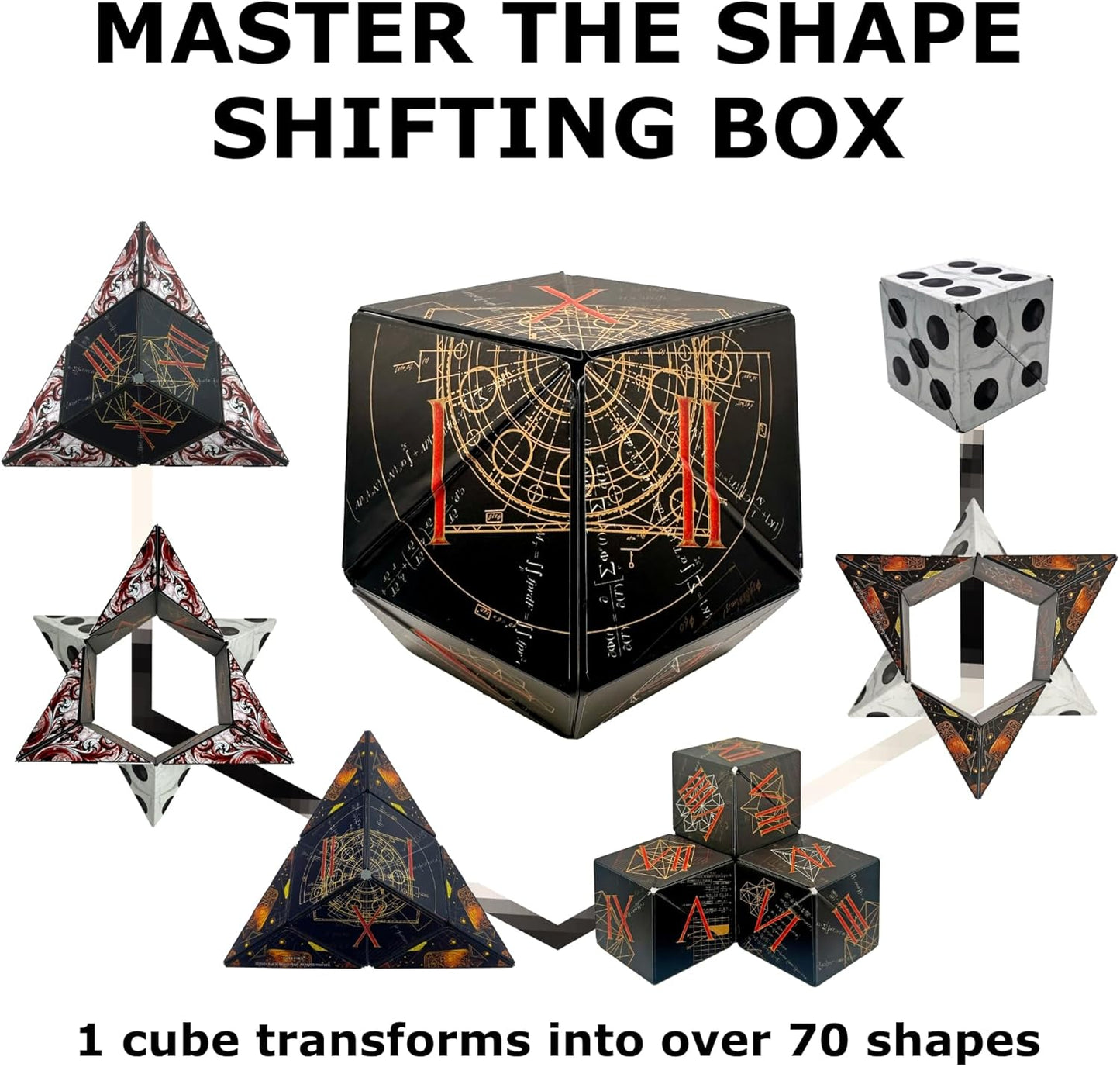 Shashibo Shape Shifting Box - Award-Winning STEM Fidget Toy with Ultra Strong Magnets - Puzzle Cube Transforms Into 100+ Shapes, Perfect Sensory Gift for Kids, Teens, and Adults (Glowquarium)