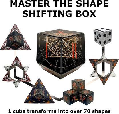 Shashibo Shape Shifting Box - Award-Winning STEM Fidget Toy with Ultra Strong Magnets - Puzzle Cube Transforms Into 100+ Shapes, Perfect Sensory Gift for Kids, Teens, and Adults (Glowquarium)