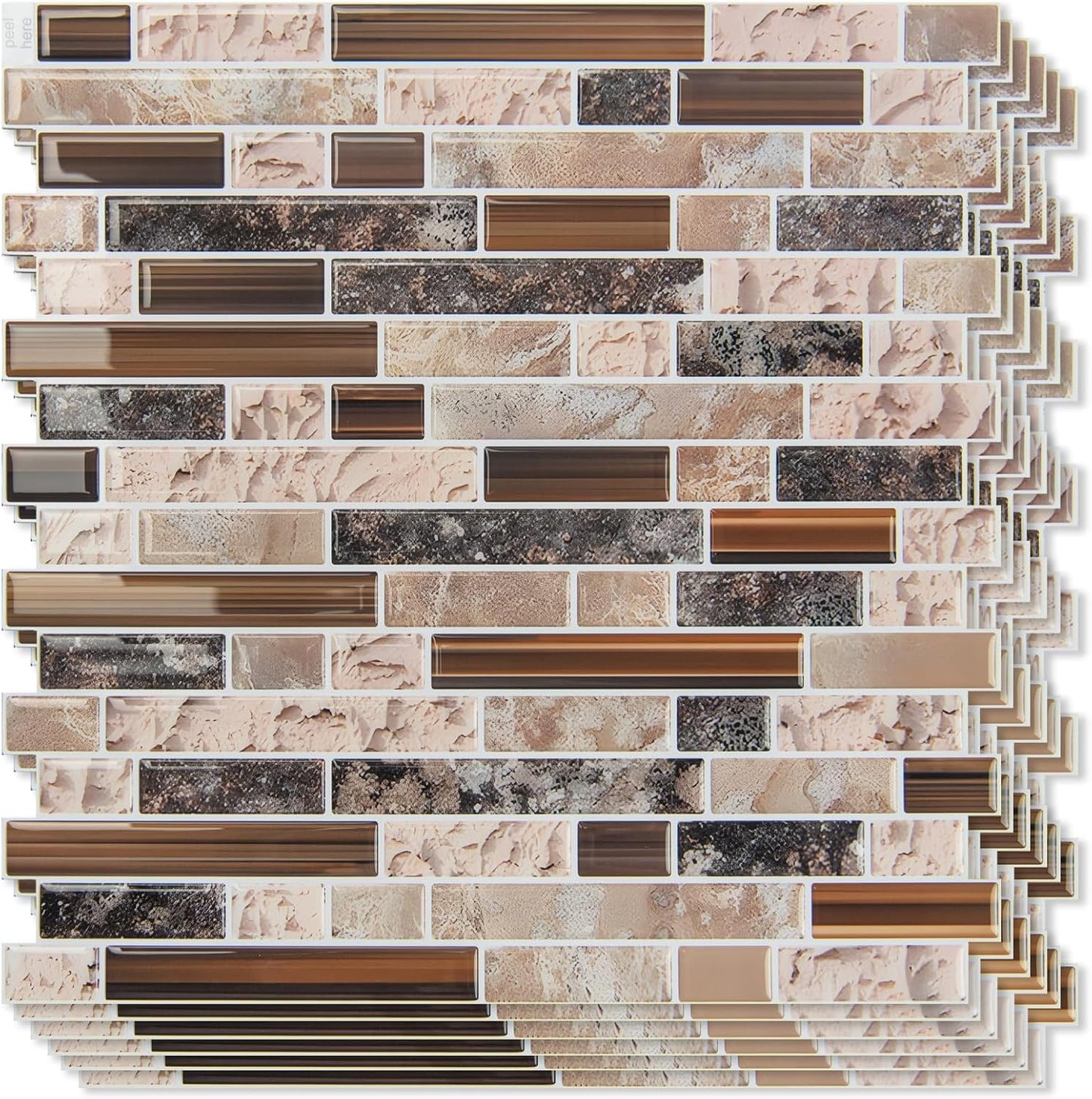 Art3d 10-Sheet Heavy-Duty Peel and Stick Backsplash, Waterproof Wall Tiles Stick on Kitchen Backsplash Living Space, Carrara Grey