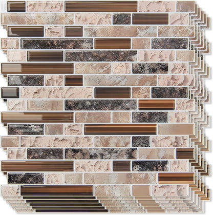 Art3d 10-Sheet Heavy-Duty Peel and Stick Backsplash, Waterproof Wall Tiles Stick on Kitchen Backsplash Living Space, Carrara Grey