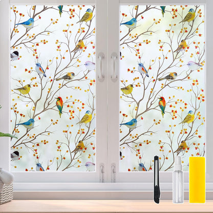 DKTIE Wooden Blinds Pattern Decorative Window Privacy Film, Sun Blocking Heat Control, Static Cling No Glue, with Installation Tools, Stained Glass Window Film (S531, 17.7" x 78.7")