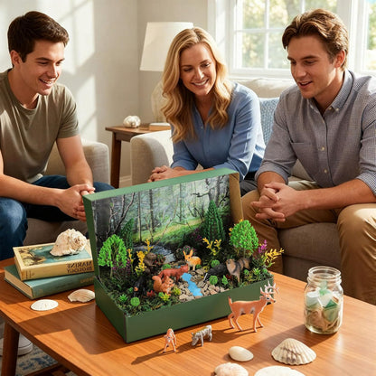 Teyva Daily 48 Pcs Dinosaur Diorama Kit Habitat Project Box Set 3D Dinosaurs Diorama Supplies Include Dinosaurs Model Figures & Eggs Volcano Artificial Trees with Cardboard for DIY Crafts Gifts