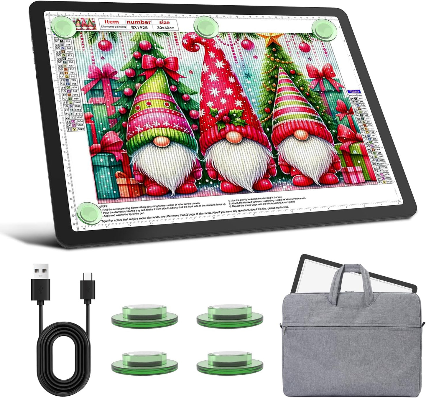 Rechargeable A3 Light Board for Diamond Painting, 5600 Lux Tracing Light Box with Side Physical Buttons, 3 Colors and 6 Levels of Brightness, LED Light Pad for Diamond Art, Drawing, Weeding Vinyl