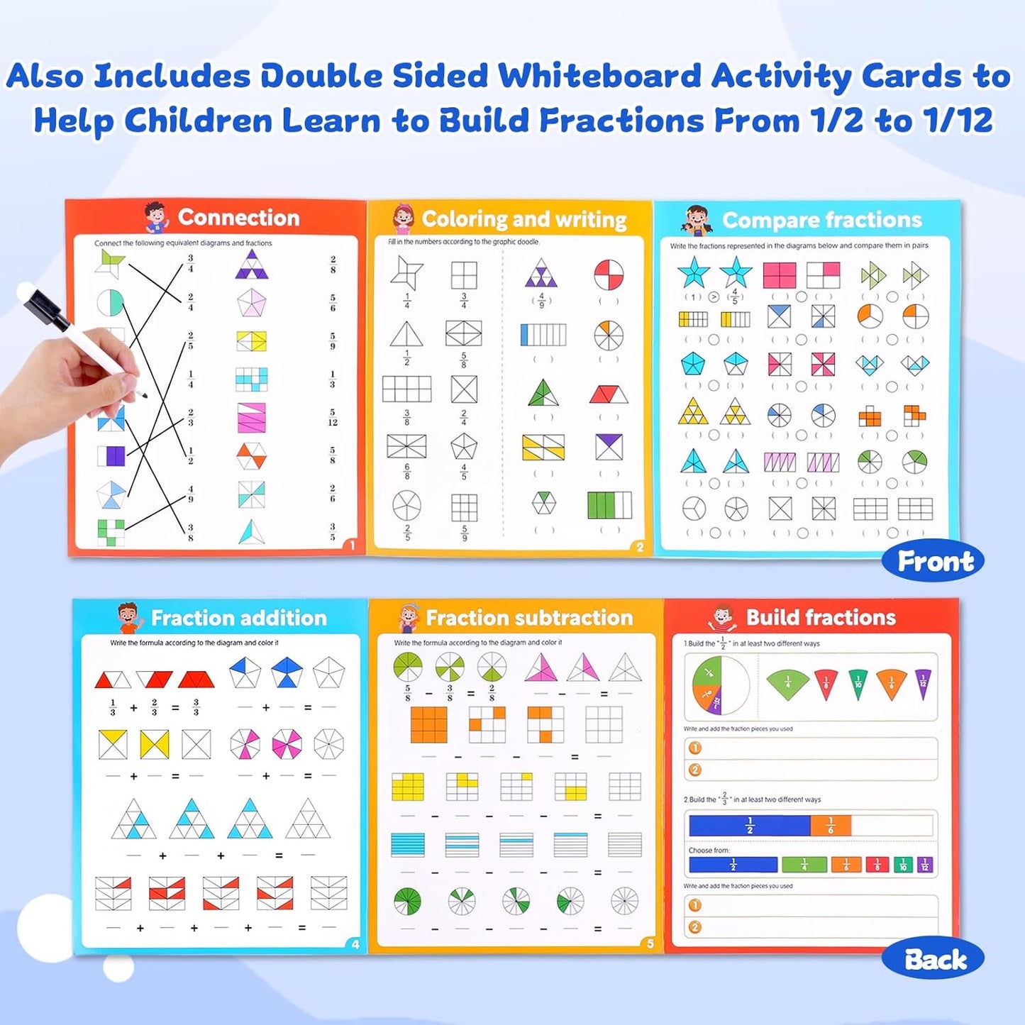 Magnetic Fraction Educational Puzzle, 102 Pcs Magnetic Fraction Puzzle for Kids, Magnetic Fraction Tiles & Fraction Circles, Fractions Manipulatives Learning Games for Elementary School