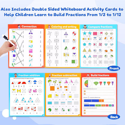 Magnetic Fraction Educational Puzzle, 102 Pcs Magnetic Fraction Puzzle for Kids, Magnetic Fraction Tiles & Fraction Circles, Fractions Manipulatives Learning Games for Elementary School