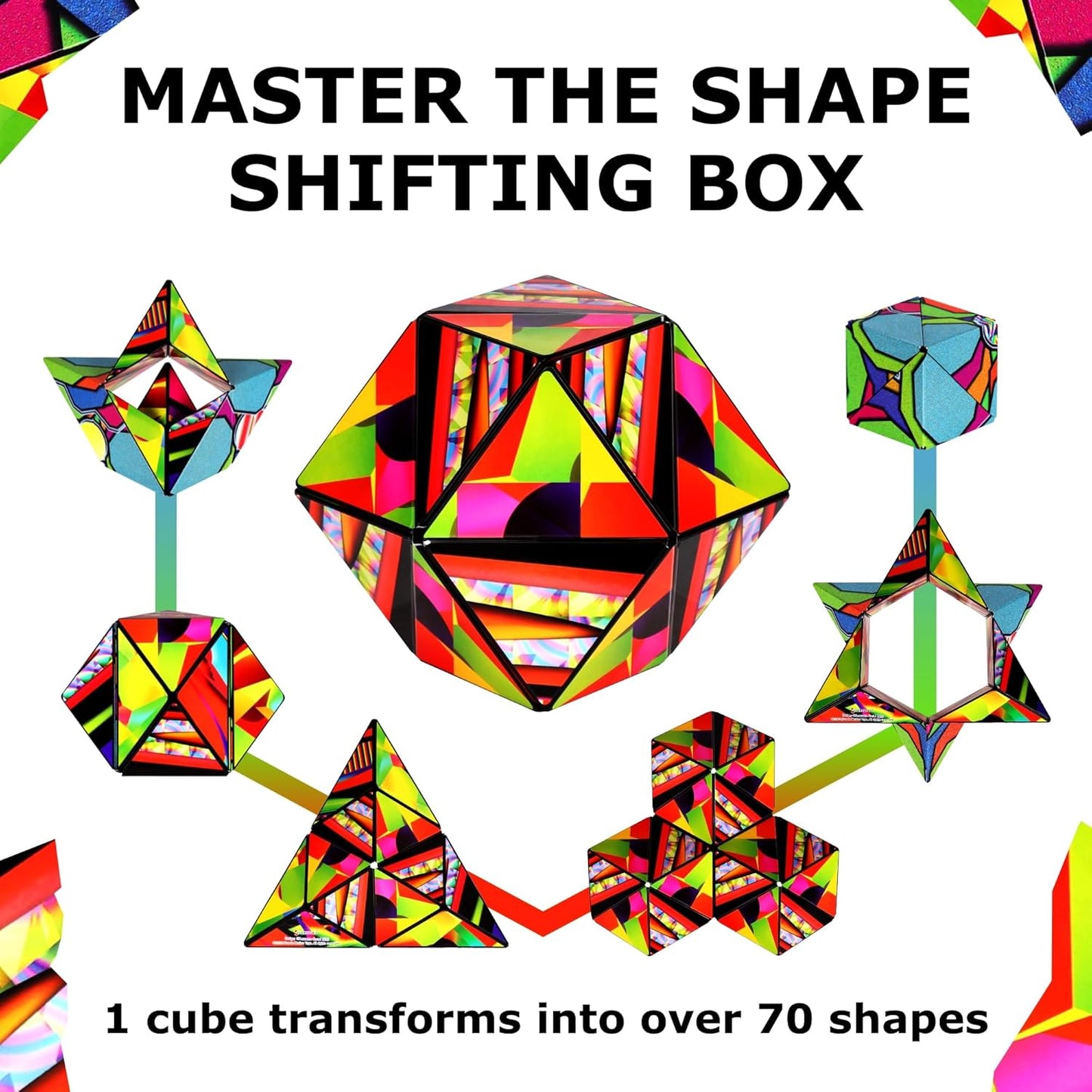 Shashibo Shape Shifting Box - Award-Winning STEM Fidget Toy with Ultra Strong Magnets - Puzzle Cube Transforms Into 100+ Shapes, Perfect Sensory Gift for Kids, Teens, and Adults (Cosmos)