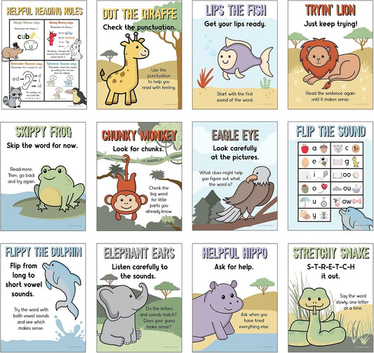 Carson Dellosa 14-Piece Mathematics Strategy Posters, 8.5" x 11" Wall Art Ten Frame, Counting, Number Line, Math Manipulatives, Facts, and More Strategies, Classroom Decor and Teacher Supplies