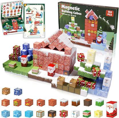 Magnetic Blocks - 150 PCS Magnets Game-Based Building Block for Ages 3,4,5,6,7,8,9,10,11 Kids Birthday Toy Sets Present, Stacking Cubes Construction Gift for Toddlers Boys & Girls, 0.8in