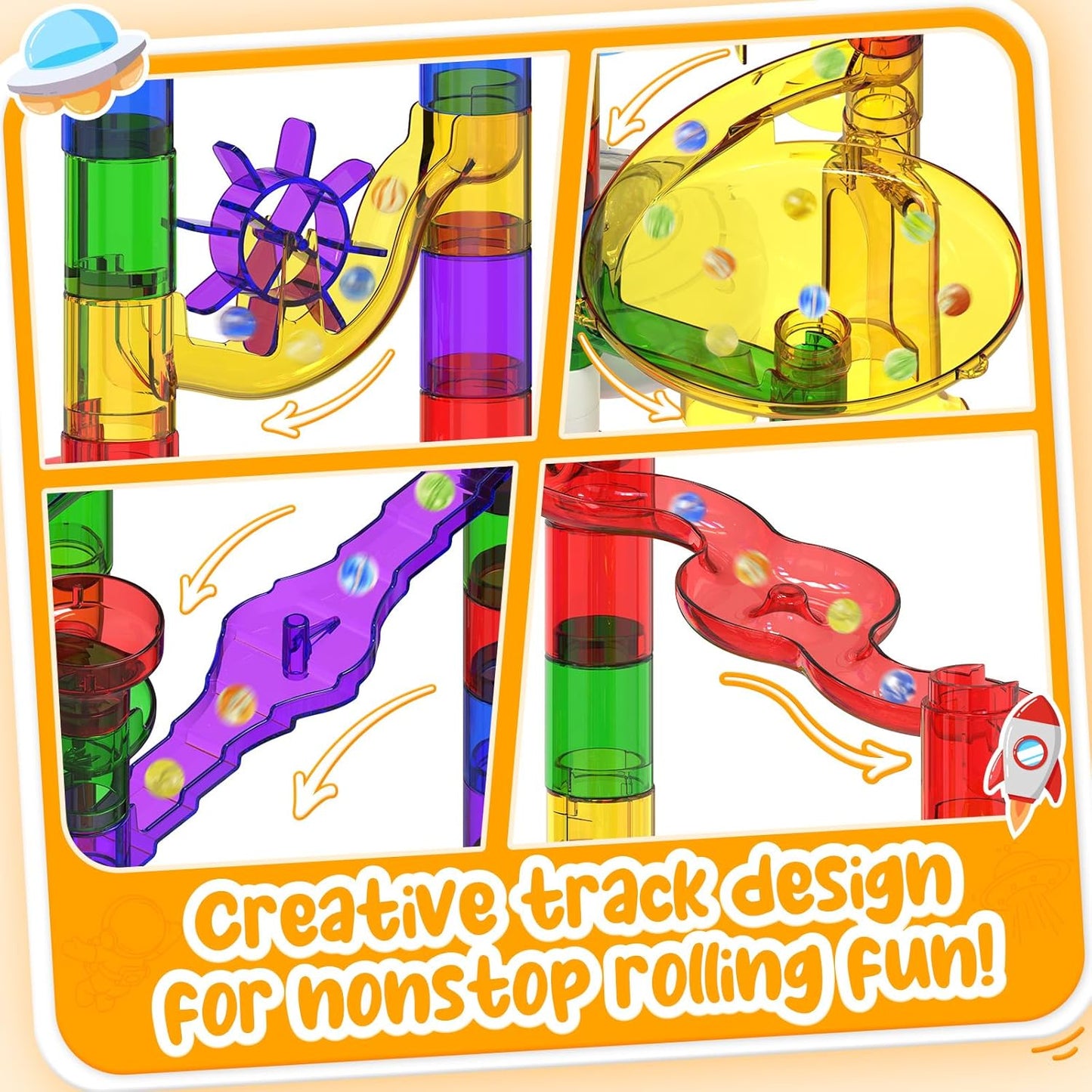 Motorized Marble Run - Marble Runs Stem Toys for Kids 4-8 8-12 - Construction Building Educational Space Toys 5-7 8-10 - Birthday for Boys and Girls