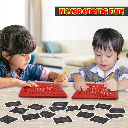 Magnetic Drawing Board for Kids - Includes Magnet Board, Attached Stylus Pen, 25 Double-Sided Ideas Cards - Fun Travel & Car Ride Activities