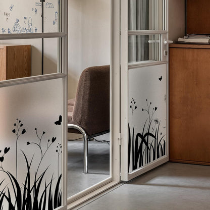 DKTIE Window Privacy Film Flowers Pure White Pattern Stained Glass Window Film Decorative Frosted Glass Window Film Sun Blocking Heat Control Static Cling (A274, 17.5" x 78.7")