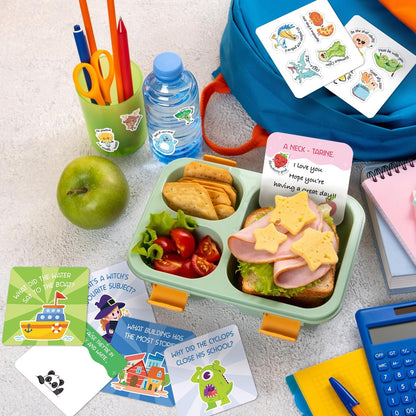 105 Joke Cards for Kids Lunch Box Jokes for Kids, Inspirational Lunch Notes for Boys Girls Students School Notes Jokes Cards with 120 Reward Stickers for Teacher