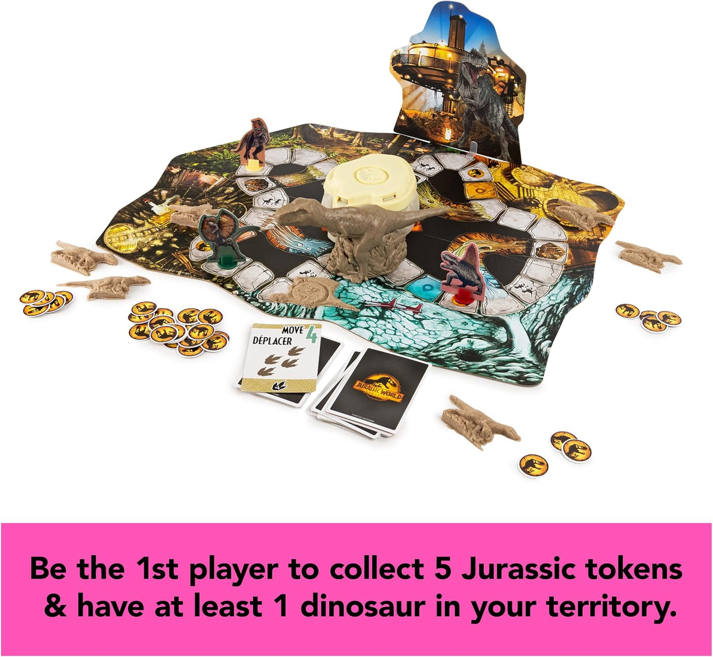 Spin Master Games, Jurassic World Dominion, Stomp N’ Smash Board Game with Kinetic Sand, Jurassic Park Sensory Dinosaur Toy, Creative Kids Activity, 2-4 Players, for Ages 5 & Up
