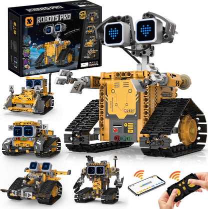 Gohero Robot Building Kit，5 in 1 STEM Toys for Boys Toys Age 8-10 with Remote & App Control，Robotics Technic Kits with 16 LED Expressions，Christmas & Birthday Gifts for Teen Boys & Grils (373 PCS)