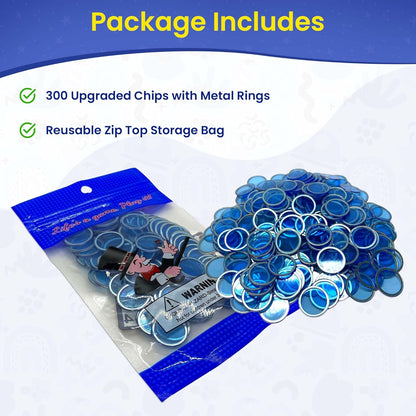 MR CHIPS Magnetic Bingo Chips with Metal Ring 3/4 Inch 300 Upgraded Pieces Red Transparent - Available in 7 Colors A Reusable Storage Bag