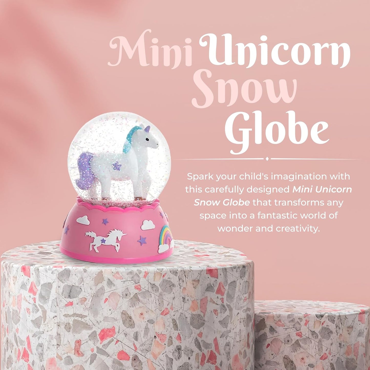 Shatterproof Unicorn Snow Globe for Girls - Handpainted with Musical Melody - Plastic Snow Globes for Kids - Unbreakable Snow Globe - Child Safe