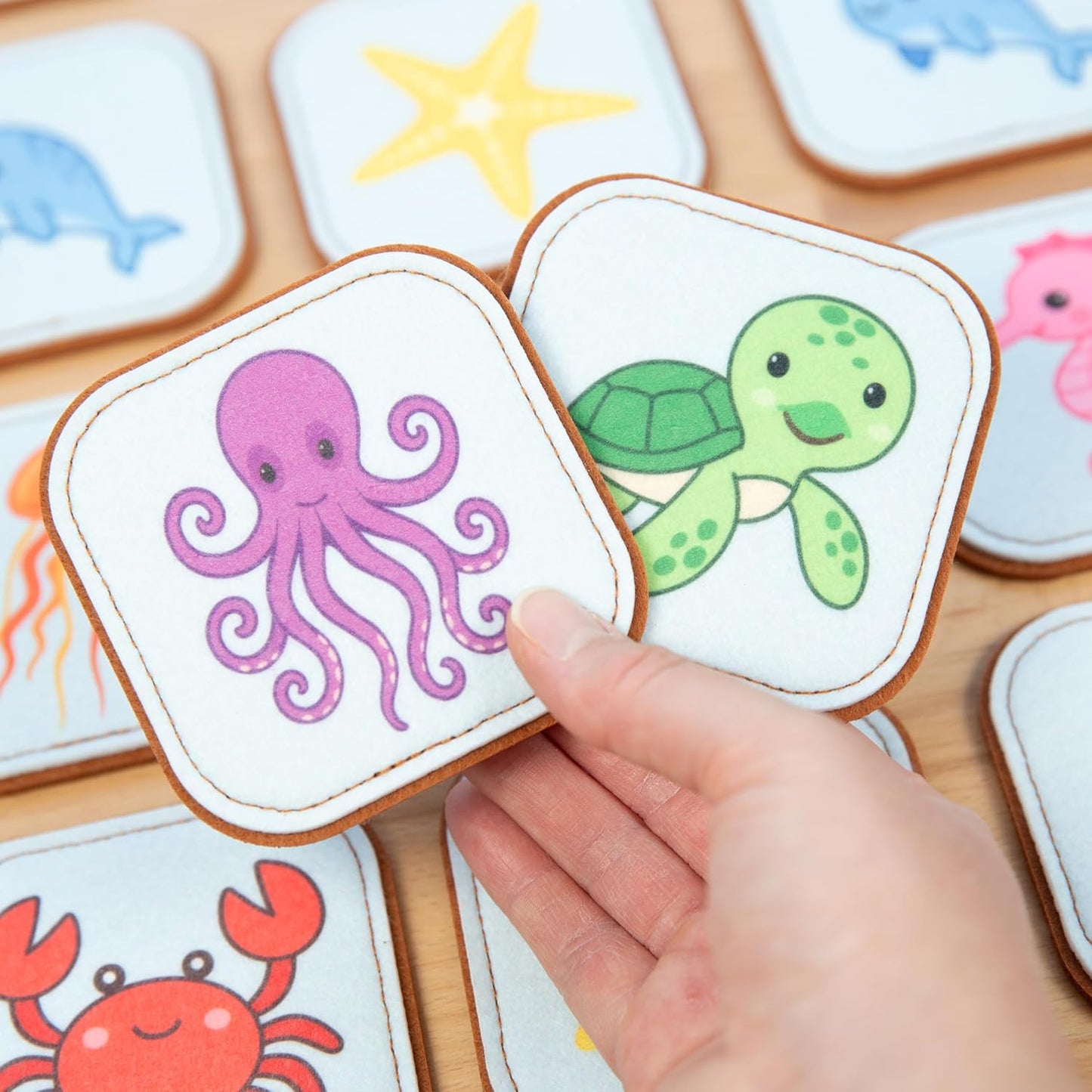 Felt Matching Game for Ages 2–4 – Soft and Safe for Ages 1+ – Montessori Memory Game – Sensory Flash Cards – Best Educational Gift for Ages 1–3 - Woodland Animal Theme