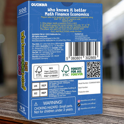 QUOKKA Board Games for Kids 8-12 and Family - Set of 4 Who Knows It Better? - 2000+ Questions Across Biology, Culture, STEM and Math - Educational Trivia Cards for Learning and Game Night