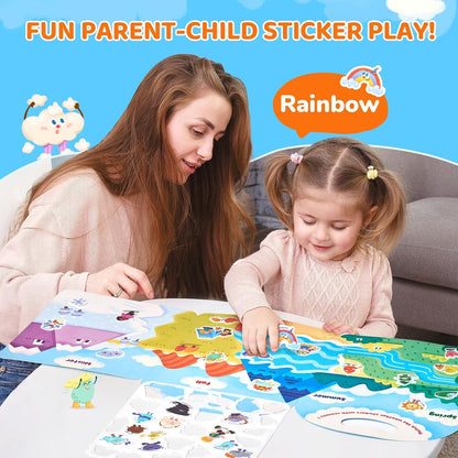 JoyCat Reusable Sticker Book Set (3-Pack): Farm, Pizza-Making, Weather - 90 Pcs Stickers for Toddlers, Kids Sticker Activity Book, Road Trip Travel Toys, Birthday Gifts for Boys and Girls