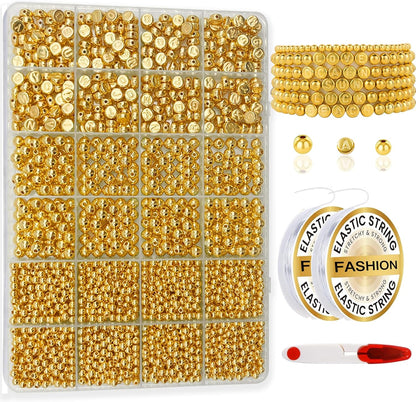 Hpebl 2136PCS Beads for Bracelets Pearl Bracelet Making Kit Friendship Bracelet Kits Bracelet Bead Kits Small Pearl Bead and Gold Beads Beading Kit for Bracelets Jewelry Making Kit