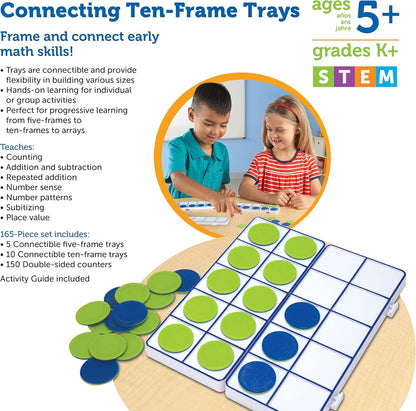 Learning Resources Rainbow Ten-Frames Classroom Set, 140 Pieces - Math Tools for Students Ages 5+, School Supplies and Teacher Resources, Classroom Supplies