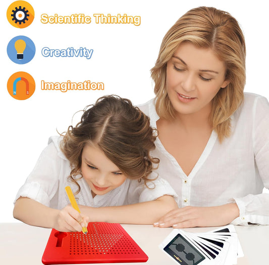 RAINBOW TOYFROG Magnetic Drawing Board - Push Peel Sensory Activity Board for Kids Ages 4-8 - Perfect Travel Toy, Magnetic Doodle Board for Kids Travel Activities