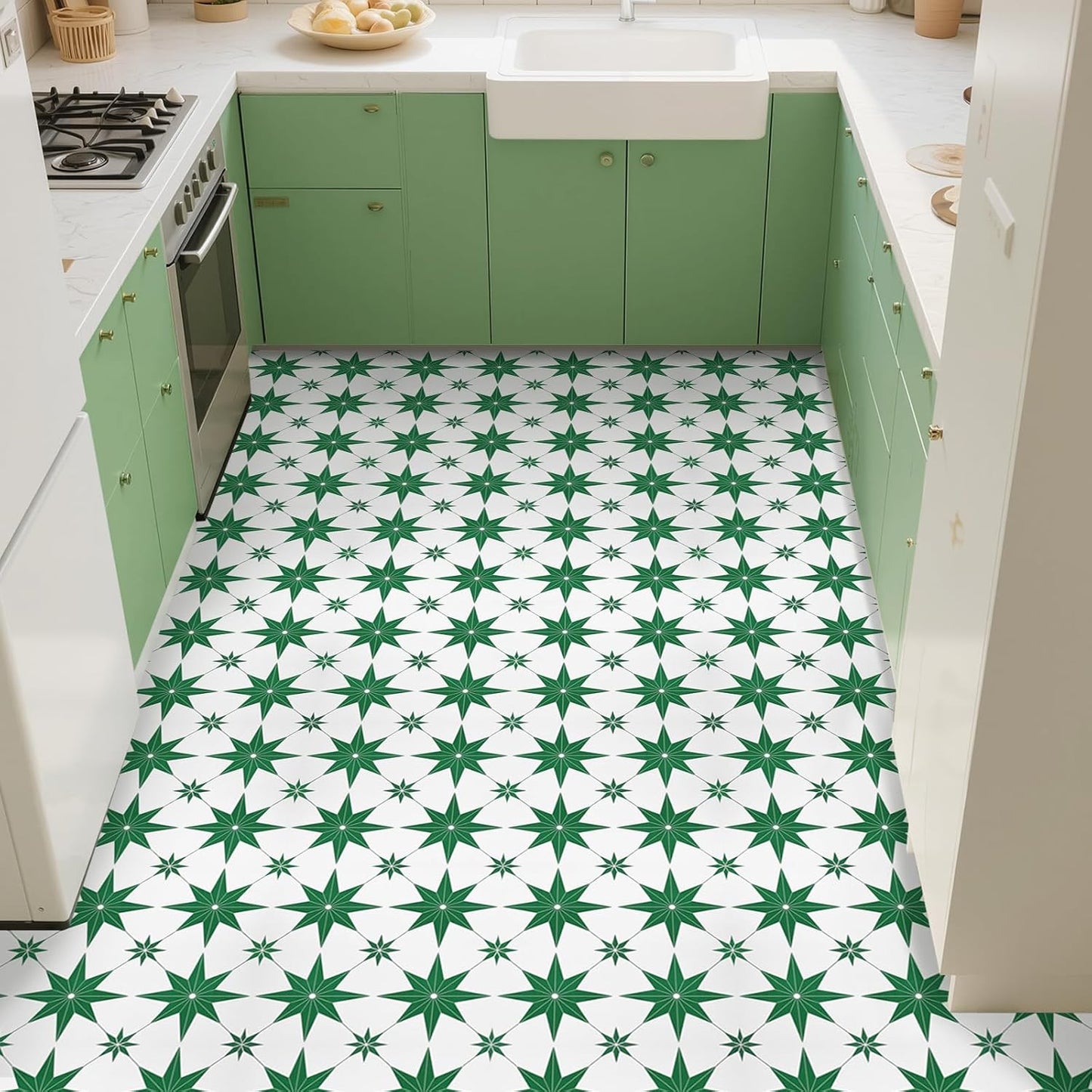 Peel and Stick Floor Tiles, Vinyl Flooring Waterproof for Bathroom Kitchen Bedrooms Living Room Fireplace Wall RV (10, White, 11.8" x 11.8")