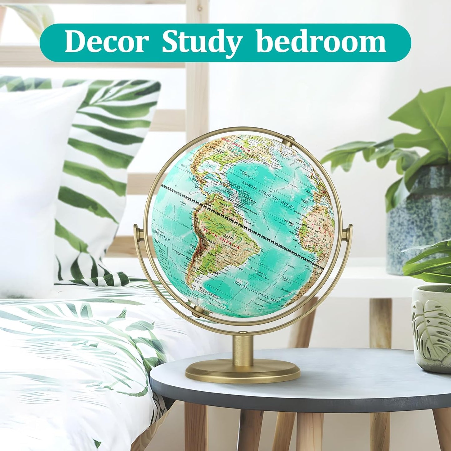 Globe for Kids Illuminated Globes of the World with Stand & Animals Illustrations Earth World Globe Night Light for Kids' Room Decor Classroom Educational Tool Birthday Gift, Dia 8-inch