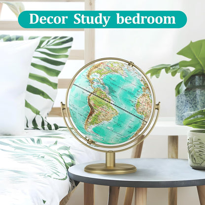 Globe for Kids Illuminated Globes of the World with Stand & Animals Illustrations Earth World Globe Night Light for Kids' Room Decor Classroom Educational Tool Birthday Gift, Dia 8-inch