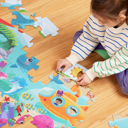B. toys – Under The Sea Floor Puzzle – Kids Puzzles Jigsaw Puzzles – 48 Pieces Kids Puzzle with Ocean Animals – Educational 24 x 36-Inch Learning Toy for 3+ Years – Colorful Marine Life Adventure-Inch