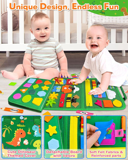 Gojmzo Busy Board Montessori Toys for Toddler Boy Girl Birthday Gifts, Busy Book Sensory Toys for Toddlers, Learning Educational Toddler Travel Activities