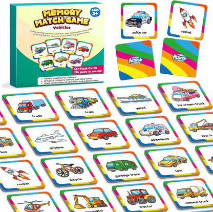 Aizweb CVC Word Match Game - 60 Pc Toddler Card Games for Kids Ages 3-6, Phonics Flash Cards for Preschool & Kindergarten Learning Activities, Educational Toys for Home School Supplies