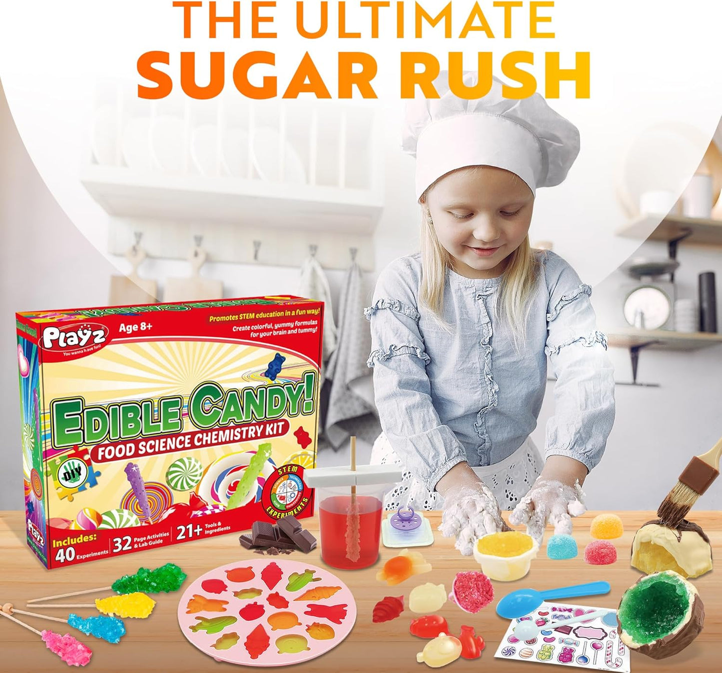 Playz Edible Candy Making kit with Playz Edible Exploding Candy Fun Science Experiments Kits for Kids