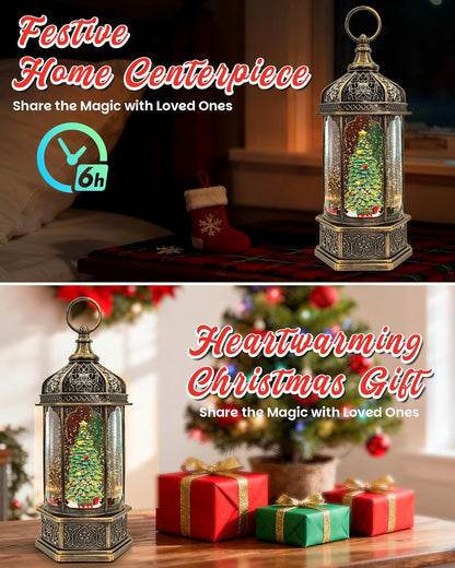 Extra Large Christmas Snow Globes Christmas Lantern, 12.99" Musical Snow Globe with 8 Songs, Santa Snowglobe for Kids Adults, 6H Timer Dual Power, Lighted Christmas Decorations Indoor Gifts
