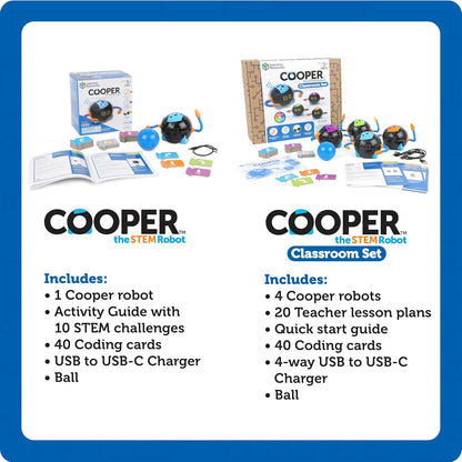 Learning Resources Cooper the STEM Robot, Coding Toy for Kids, Interactive STEM Robot for Classroom, Rechargeable Programming Toy, Ages 5+