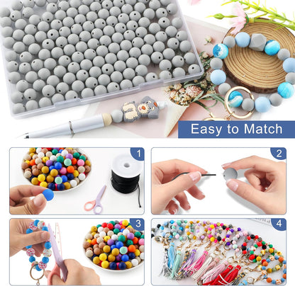 65Pcs 19mm Silicone Beads for Keychain Making Bracelet Necklace, Bulk Round Silicone Beads for Pens（Christmas Green） - Colors A