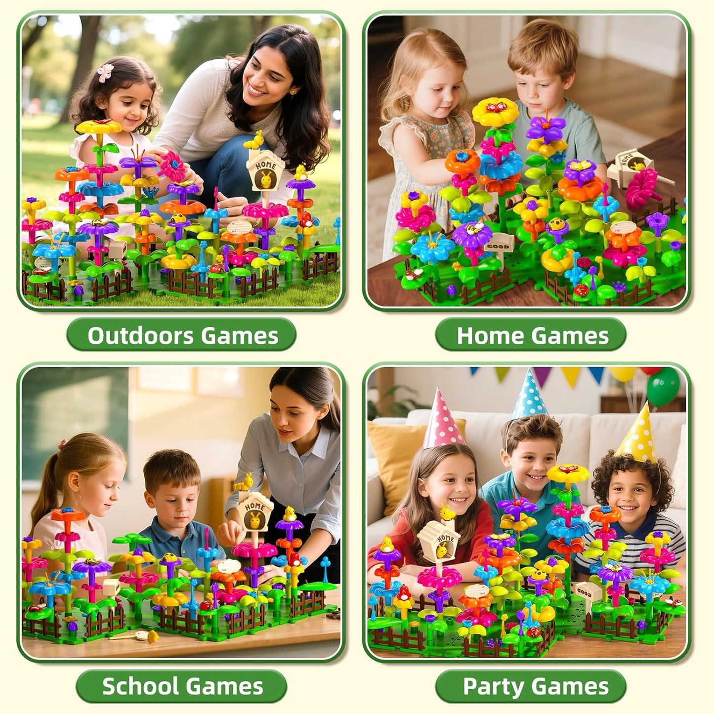 145 Pcs Toys for 3 Year Old Girl, Toddler Gardening Set Flower Garden Toy Girls Building Sets Best Educational Learning Fine DIY Crafts Stem Construction Stacking Kit for 3 4 5 6 7 Years Kids