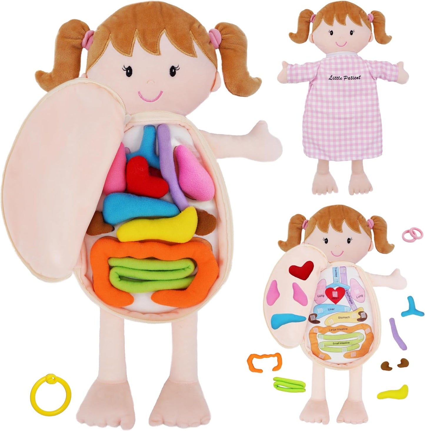 June Garden 16" Dressy Friends Bunnie - Educational Stuffed Plush Doll for Kids and Toddlers 2 Years and Up - Montessori Soft Toy Doll