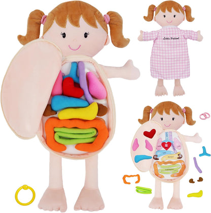 June Garden 16" Dressy Friends Bunnie - Educational Stuffed Plush Doll for Kids and Toddlers 2 Years and Up - Montessori Soft Toy Doll