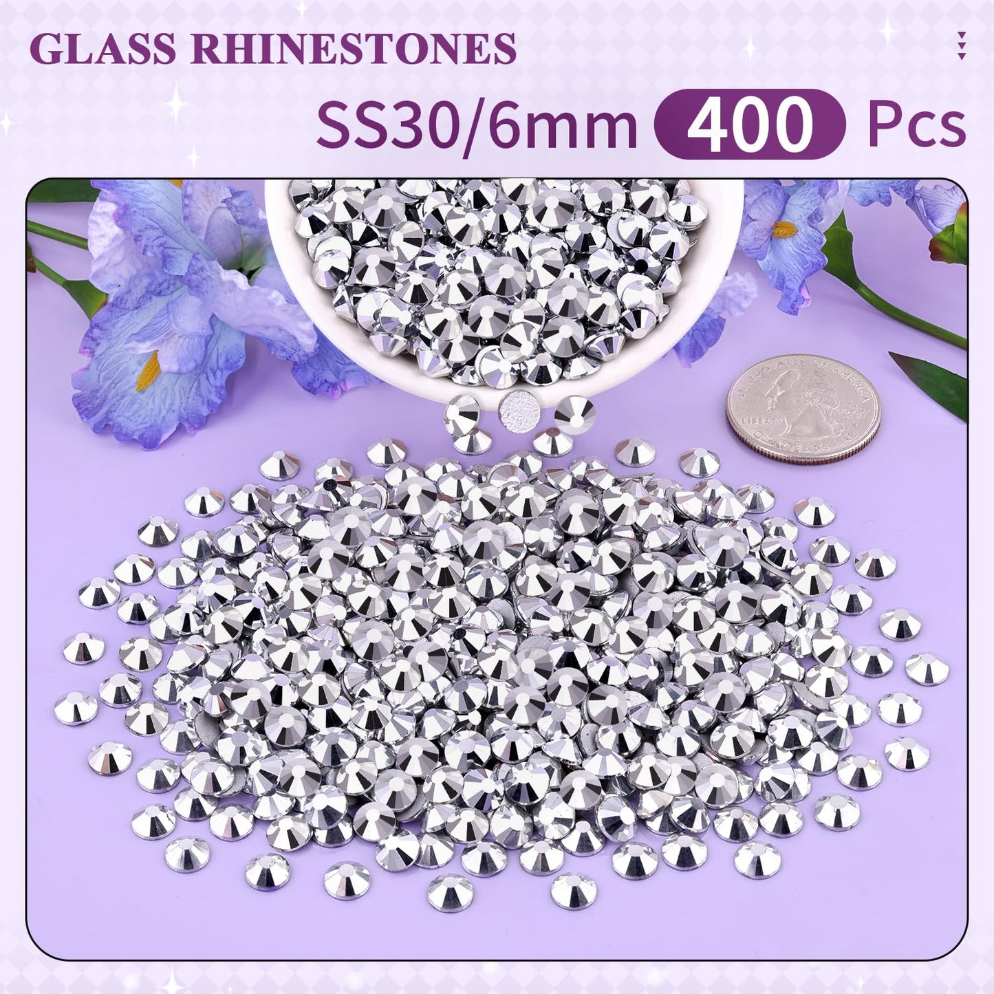 5000PCS SS6/2mm Glass Crystal Rhinestones (Clear), Bedazzling Flatback Rhinestones for Crafting DIY Crafts Nail Art Makeup Decoration, Gems Diamond Charms for Tumbler Shoes Clothing Mug