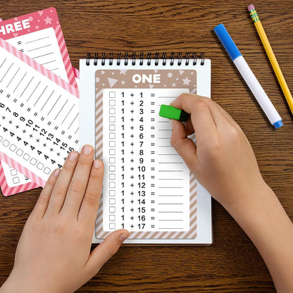 17 Pcs Addition Flashcards 0-16, Times Table Flash Cards with 2 Dry Erase Markers 2 Rings for Kids 1st to 3rd Grades Multiplication Game Supplies