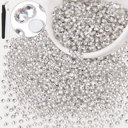 5000PCS SS6/2mm Glass Crystal Rhinestones (Clear), Bedazzling Flatback Rhinestones for Crafting DIY Crafts Nail Art Makeup Decoration, Gems Diamond Charms for Tumbler Shoes Clothing Mug