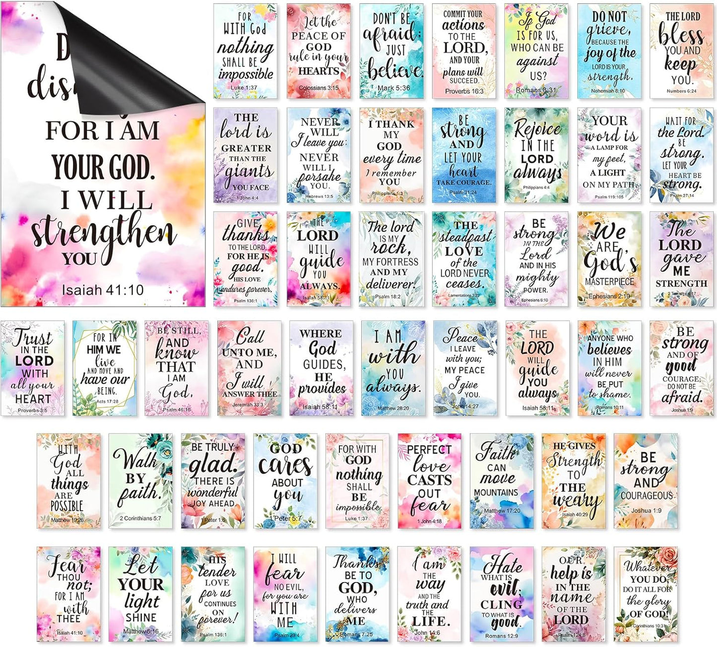 Blosssound 60 Pcs Inspirational Christian Magnets with Bible Verses Religious Refrigerator Magnet Motivational Quotes Fridge Scripture Positive Gifts for Home Office School Locker Decor(Scenery)